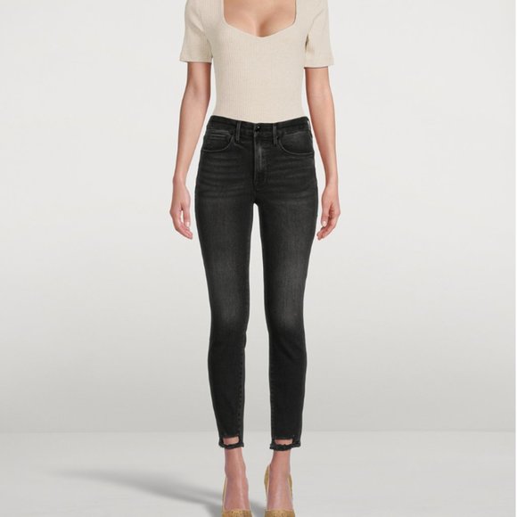 GOOD AMERICAN-Good Legs Shadow-Pocket Skinny Jeans With Broken Hem-NWT 4/27 - Picture 1 of 12
